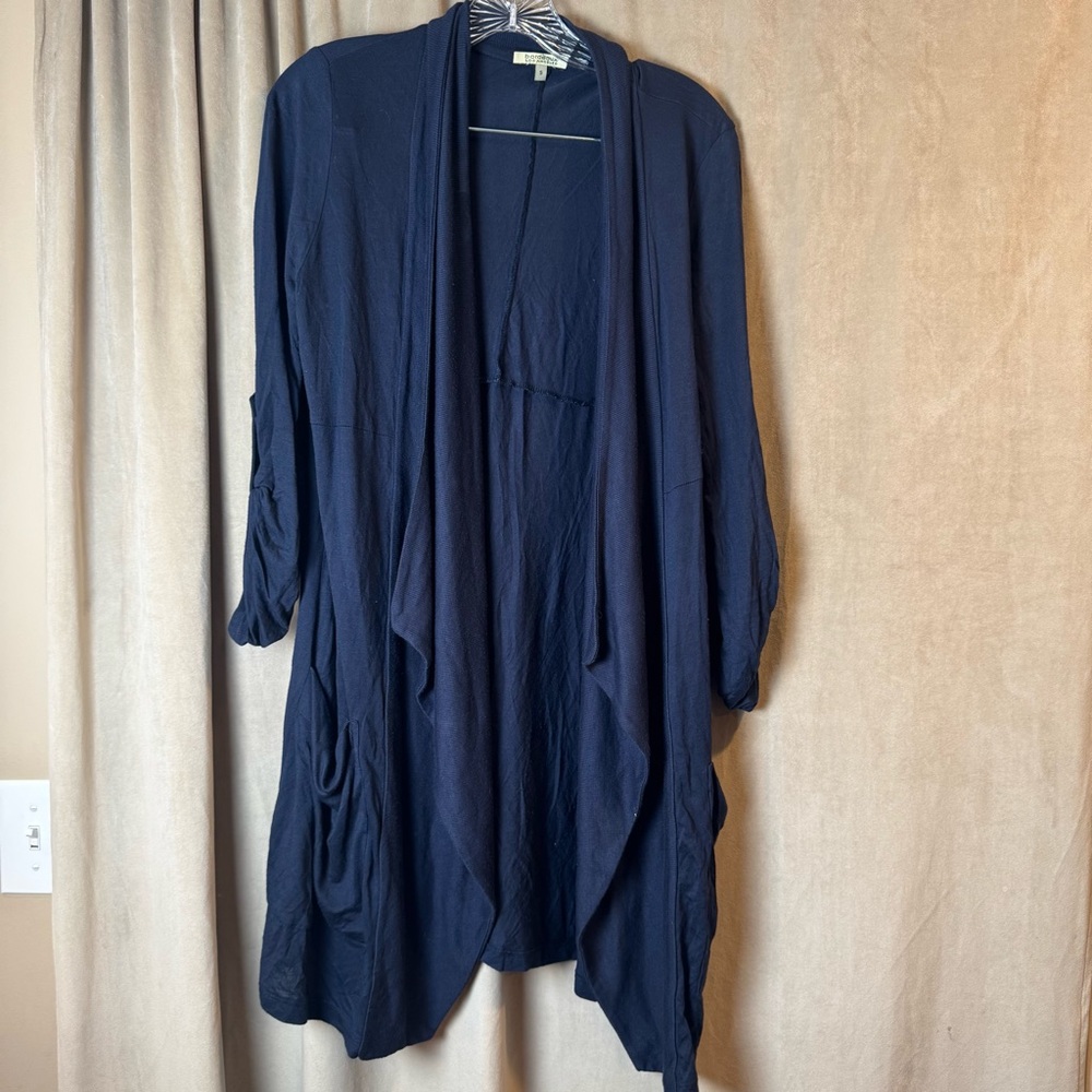 Anthropologie Bordeaux Los Angeles Navy Blue Open Cardigan Casual Lounge 00s Y2K